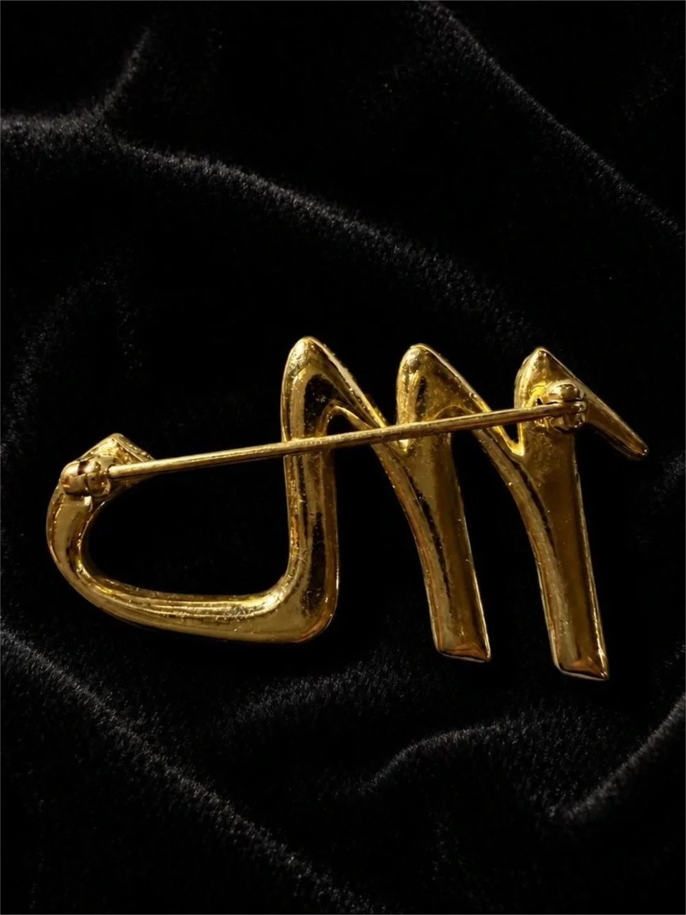 Gold Initial M Brooch